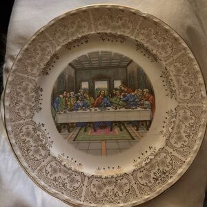 The last supper vintage Decorative Gold and Cream Plate